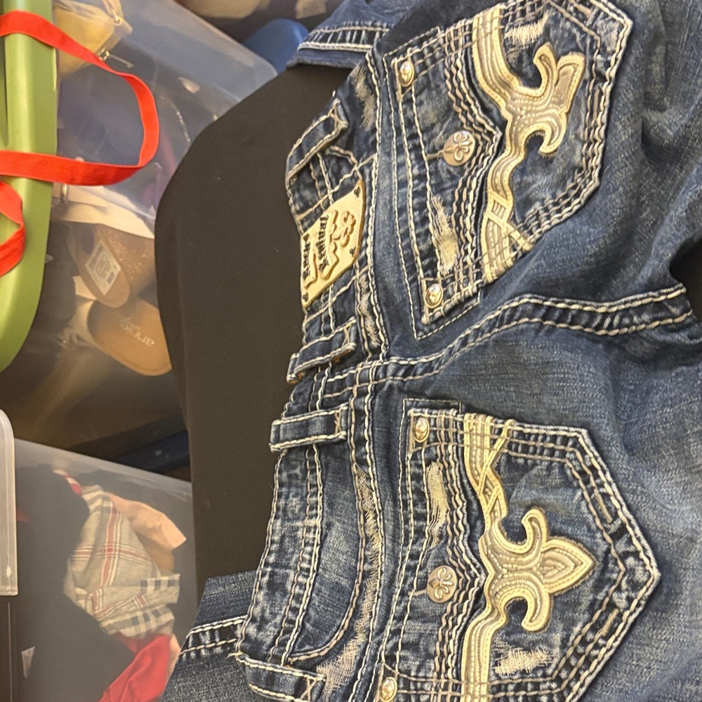 Rock Revival Dark Blue Denim with Cream Patch
